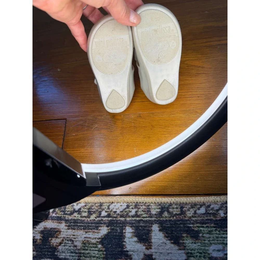 Mini Melissa Ultragirl Triple Bow Jelly Mary Jane Shoes Pearlescent White Size 7
